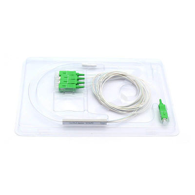 LSZH Fiber Optic 1x4 PLC Splitter 0.9mm Mini Type With Connector for FTTX and PON Network