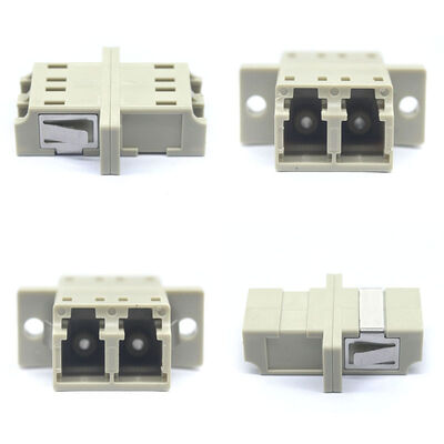 Grey LC PC Multimode Duplex Adapter with Flange