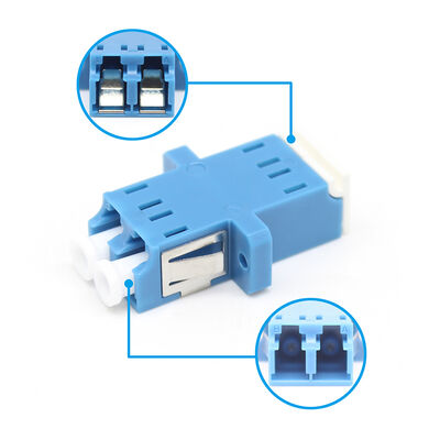 LC UPC Duplex Optical Fiber Adapter with Inner Shutter and Flange