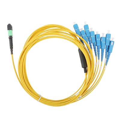 8 Cores Single Mode MPO to SC UPC Fiber Optic Breakout Cable Patch Cord
