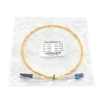 Cordone di patch in fibra ottica monouso con PVC duplex LC UPC a VF45 per soluzioni a banda larga in fibra