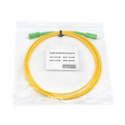 Cable di patch a fibra di fibra simplex SC APC a SC APC Single-mode per il Data Center
