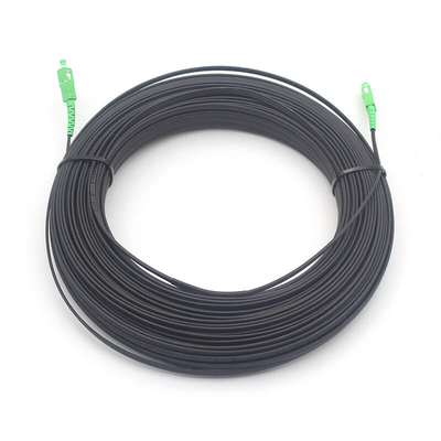 2*5.0mm FTTH SC APC Flat Drop Patch Cord Single Mode Con Balck Jacket