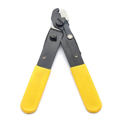 Pinza spelafili a foro singolo con manico giallo per cavi in fibra ottica
