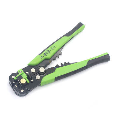 Pinza spelafili automatica in lega di zinco con manico verde, capacità 0,2-6mm2