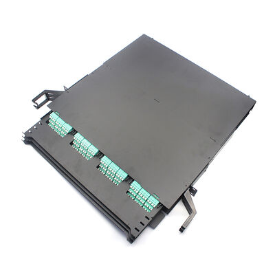 19 pollici 1U 2U 4U 144F MPO-LC Fiber Optic Patch Panel con cassetta - Ultra-alta densità, doppia progettazione del binario, modulo MPO ABS