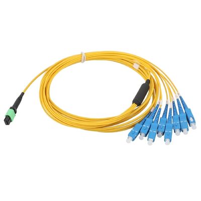 8 Core Single Mode MPO to SC UPC Fibra ottica Breakout Cable Patch Cord